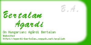 bertalan agardi business card